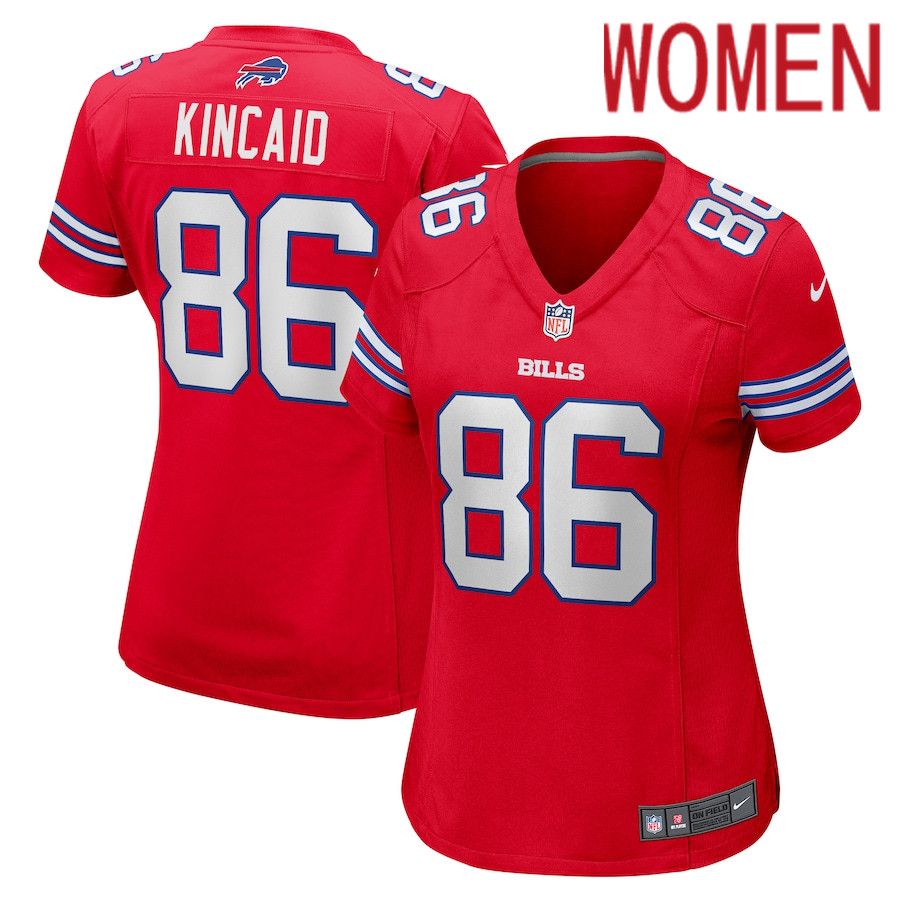 Women Buffalo Bills #86 Dalton Kincaid Nike Red Alternate Game NFL Jersey->women nfl jersey->Women Jersey